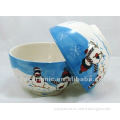 handpainted ceramic bowl with snowman design